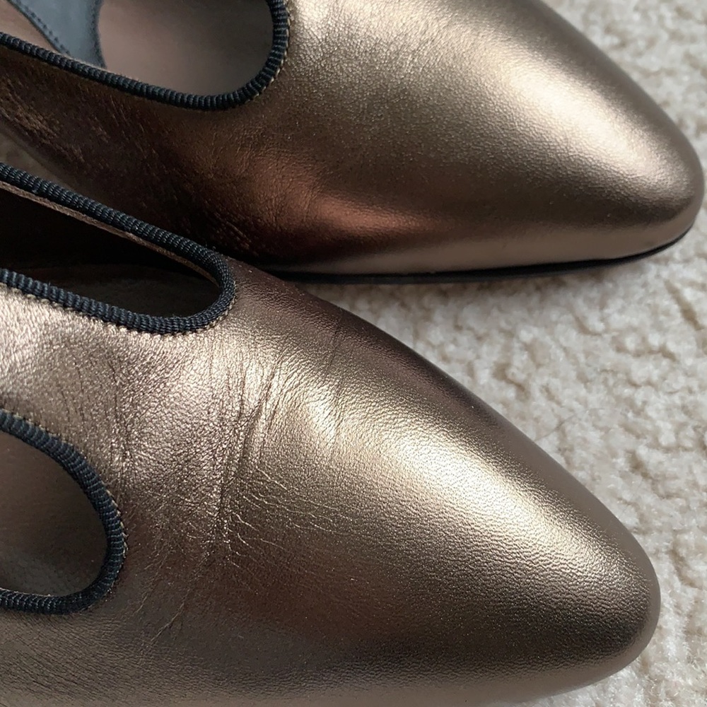 MARNI “Dorsey” T-strap kitten heel metallic leather shoes - Picture 3 of 11